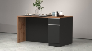 KOCHSTATION Kücheninsel Sole,Kochinsel,Küchenarbeitsblock,Inselküche,Arbeitsinsel, Breite 160 cm mit 2 Türen,2 Schubkästen, Aluminiumgriff