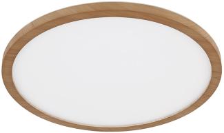 LED Deckenleuchte, IP44, Holzoptik, dimmbar, D 29,4 cm