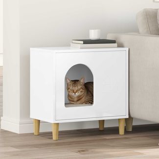 vidaXL Katzenhaus Glänzend Weiß 51 x 30 x 52 cm Holzwerkstoff 8000666