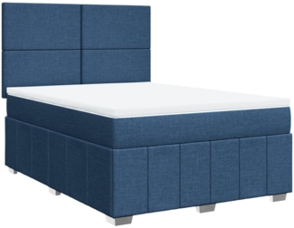 vidaXL Boxspringbett mit Matratze Blau 140x200 cm Stoff 3291690
