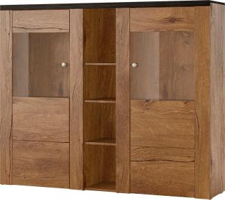 Home affaire Highboard Larona, zeitlose Hochkommode mit 2 Türen, Türkommode, Höhe 129,5 cm, Anrichte mit dekorative Rahmenoptik, Türen mit Glaseinsatz