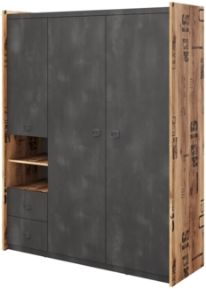 Kleiderschrank Fargo Drehtürenschrank 150cm Canyon Alpine Spruce Raw Steel
