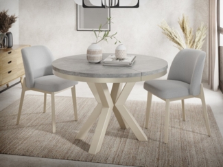 WFL GROUP Esstisch Clara Cashmere (erhältlich in zwei Größen – 100/120 cm, ausziehbar auf 180/200 cm), platzsparender Industrial Tisch in Holzoptik für Wohnzimmer oder Küche