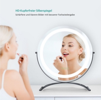 EMKE Schminkspiegel LED Runder Kosmetikspiegel Tischspiegel mit Beleuchtung, mit Touch, 3 Lichtfarben Dimmbar, Memory-Funktion, 360° Drehbar
