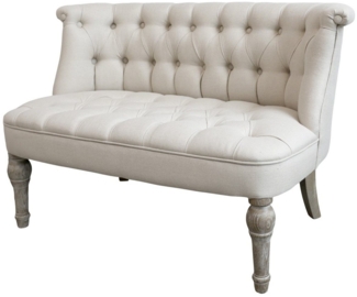Annimuck Sofa Chic Antique Franz. Sofa in Leinenstoff 2-Sitzer H75/L110/B55 cm, 1 Teile