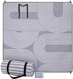 JEMIDI Outdoorteppich Picknickdecke 200x200 - Picknickdecke groß - Stranddecke XXL - Grau, Höhe: 130,00 mm