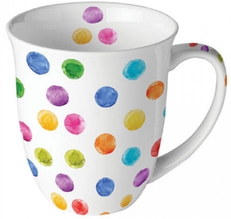Ambiente Luxury Paper Products Becher Sommer, Blumen, Tiere, Pflanzen, Bäume, Herbst, Mug, Kollektion, Porzellan Tasse, Becher 0,4 L Polka Dots weiß, Themen Muster Anlässe Geburtstag, Winter, Geburtstag, Hochzeit, Valentinstag, Muttertag, Geschenke