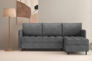 Dorel Home Ecksofa LINDHUS, L-Form, verschiedene Stellvarianten, Loungesofa, Schlaf-Liege, Modulsofa, Recamiere, großer Bettkasten, Cord, Chenille