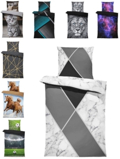 One Home Bettwäsche Fotodruck, Mikrofaser, 4 teilig, Geometrisch Grafisch Marmor, Knitterfrei Weich für Sommer und Winter