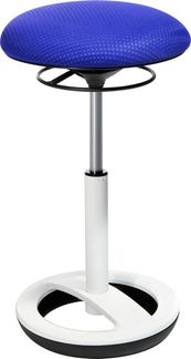 Topstar SU53BR6 Sitness High Bob, Stehhilfe, Fitnesshocker, Arbeitshocker, Sitzhöhe: 49 - 70cm, Standfußring Alu weiß lackiert, Stoffbezug, blau