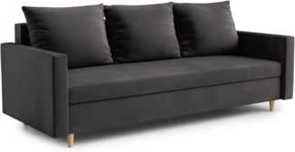AX LIVING Hyden 3-Sitzer Sofa mit Schlaffunktion 222 cm breit in Schwarz