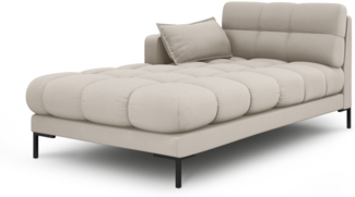 Micadoni Recamiere Mamaia 1-Sitzer Links Strukturierter Stoff Beige Metall schwarz