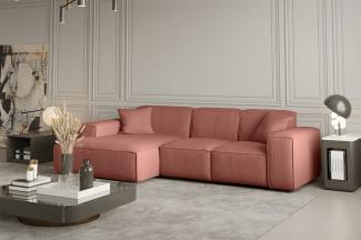 Ecksofa Designersofa CELES in Stoff Scala Koralle Ottomane Links