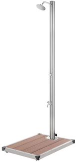 vidaXL Gartendusche mit Brauner Bodenplatte 220 cm Edelstahl 3070778