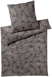 Elegante Mako Satin Bettwäsche Maison Leaves 24551-9 Anthrazit 135x200