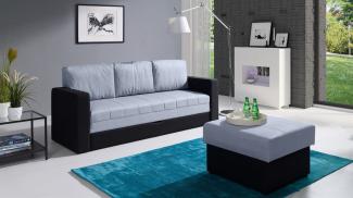 Sofa Schlafsofa LABRI 3-Sitzer inkl. Hocker Schwarz/ Hellgrau