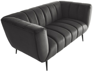 riess-ambiente 2-Sitzer NOBLESSE 165cm grau / schwarz · Couch mit Bezug aus Samt, Einzelartikel 1 Teile, Federkern-Polsterung · Metall-Füße · Lounge-Sofa im Retro Design