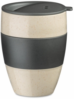 Koziol Thermobecher Aroma To Go 2. 0, Isolierbecher, Biozirkulärer Kunststoff, Nature Desert Sand / Nature Ash Grey, 400 ml, 7589278