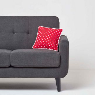 Homescapes Kissenhülle Kissenbezug in Rot mit Punkten, 100% Baumwolle, 30 x 30 cm