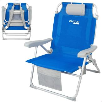 AKTIVE 62633 Strandstuhl XXL hoher Widerstand 120 kg mit Tasche hinten, ALU + TEXTILENE 2X1