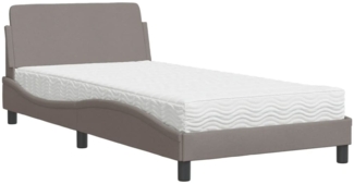 vidaXL Bett mit Matratze "Dover" Taupe 100x200 cm Stoff 3208348