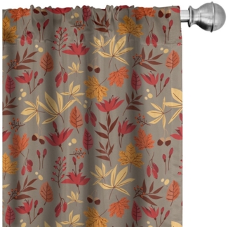 Abakuhaus Gardine Vorhang für Wohnzimmer Schlafzimmer Dekor, Microfaser, Burnt orange Herbst Natur Laub