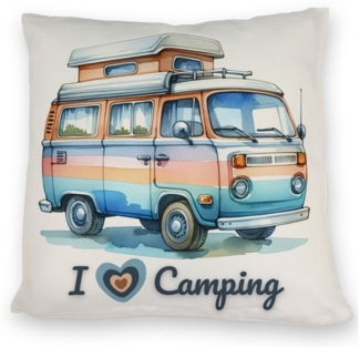 speecheese Dekokissen Campervan Kissen mit Spruch I love Camping