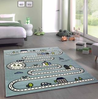 Carpetia Kinderteppich Teppich Kinderzimmer Kinderteppich Straßenteppich blau, rechteckig, Höhe: 15 mm