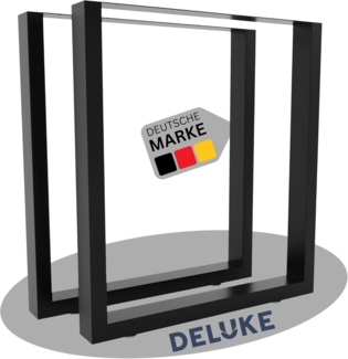 DELUKE® Tischbeine Metall CERMO Schwarz 43x30cm HxB 2er Set inkl. Schrauben + Bodenschoner Tischgestell Tischkufen 2 Stück Tischbein für Holztisch Couchtisch Nachttisch Sitzbank