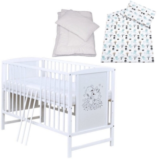 Baby-Delux Komplettbett Babybett Mia Komplettset, 7-tlg, Kinderbett 60x120 cm weiß, Bettset verschiedene Designs