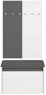 Garderobe "Hyga" Flurgarderobe 3-teilig Pinie weiß anthrazit