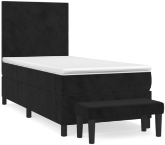 vidaXL Boxspringbett mit Matratze Schwarz 90x200 cm Samt 3137703
