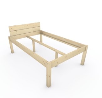 Pfostenbett "metallarm" Fichte Holzbett "Daybett" 120 x 190cm 58cm Einzelbett