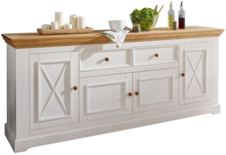 Sideboard 1 GLORA Kommode Kiefer massiv weiß gewachst Eiche Landhaus