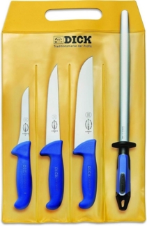 F. DICK Messer-Set F. DICK Messer Set ErgoGrip 4-teilig (3 Fleischermesser, Wetzstahl