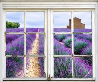 queence Wandsticker Blumenfeld, Wandsticker, Wandbild, selbstklebend, 3D, Fenster