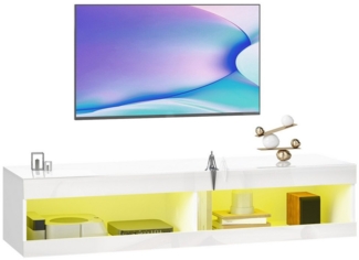 HOMCOM TV-Board mit RGB LED-Beleuchtung (16 Farben) (Hängender TV Schrank, 1 St, TV Lowboard), mit offenen Stauraum, für 55-60 Zoll Fernseher, Hochglanzweiß