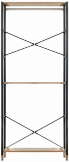 Regal breit MDF Akazie-Dekor Stahl Schwarz 3 Regalböden