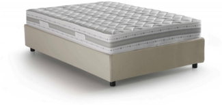 Dmora Alvise Doppelbett, Bettkasten mit Stoffbezug, 100 % Made in Italy, Öffnung vorne, inklusive Matratze 120 x 190 cm, Beige