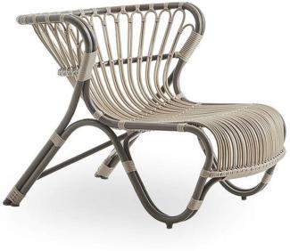 Casa Padrino Luxus Garten Lounge Sessel Mokka / Beige 79 x 92 x H. 68 cm - Wetterbeständiger Garten & Terrassen Sessel - Garten & Terrassen Möbel - Luxus Qualität