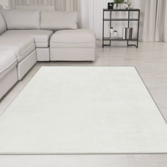 TeppichHome24 Teppich Moderner Teppich hoch und weich in schönem schneeweiß, rechteckig