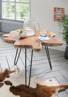 Root Couchtisch mit Metall Gestell, Platte Teak Holz Natur