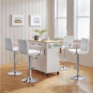 Yaheetech Barhocker 2/4-er Set (4 St), Höhenverstellbarer Barstuhl mit Armlehnen, Sitzhöhe 62,5 cm – 84,5 cm