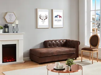 Chesterfield Recamiere Rechts SHIREL - Microfaser - Vintage Leder Look