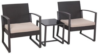 SVITA LOIS Poly Rattan Sitzgruppe Gartenmöbel Garnitur Tisch Sessel Set Schwarz