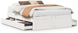 vidaXL Massivholzbett ohne Matratze mit Schubladen Weiß 140x190 cm 3308817