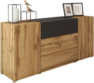 Kommode Bentlor 150 (Farbe: Wotan Eiche / Wotan Eiche + Schwarzer Graphit)
