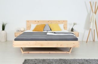 XETA Z01 Zirbenbett, metallfrei, rechteckige Lehne 200x220 cm