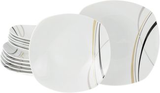 CreaTable Tafelservice Square City Line Tafelservice 12-tlg (12-tlg), 6 Personen, Porzellan