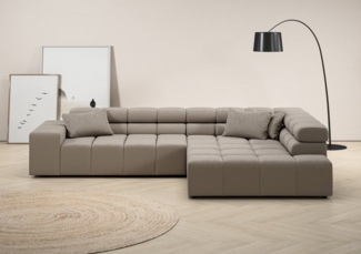 INOSIGN Ecksofa Ancona incl. Kopfteilverstellung, Zierkissen Breite 319cm, L-Form, wahlweise motorische Sitztiefenverstellung, auch in Cord + Easy Care